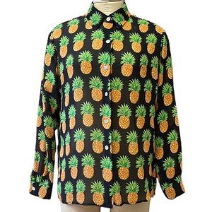 Vintage Maggy L Silk Blouse Pineapple 8 S Small